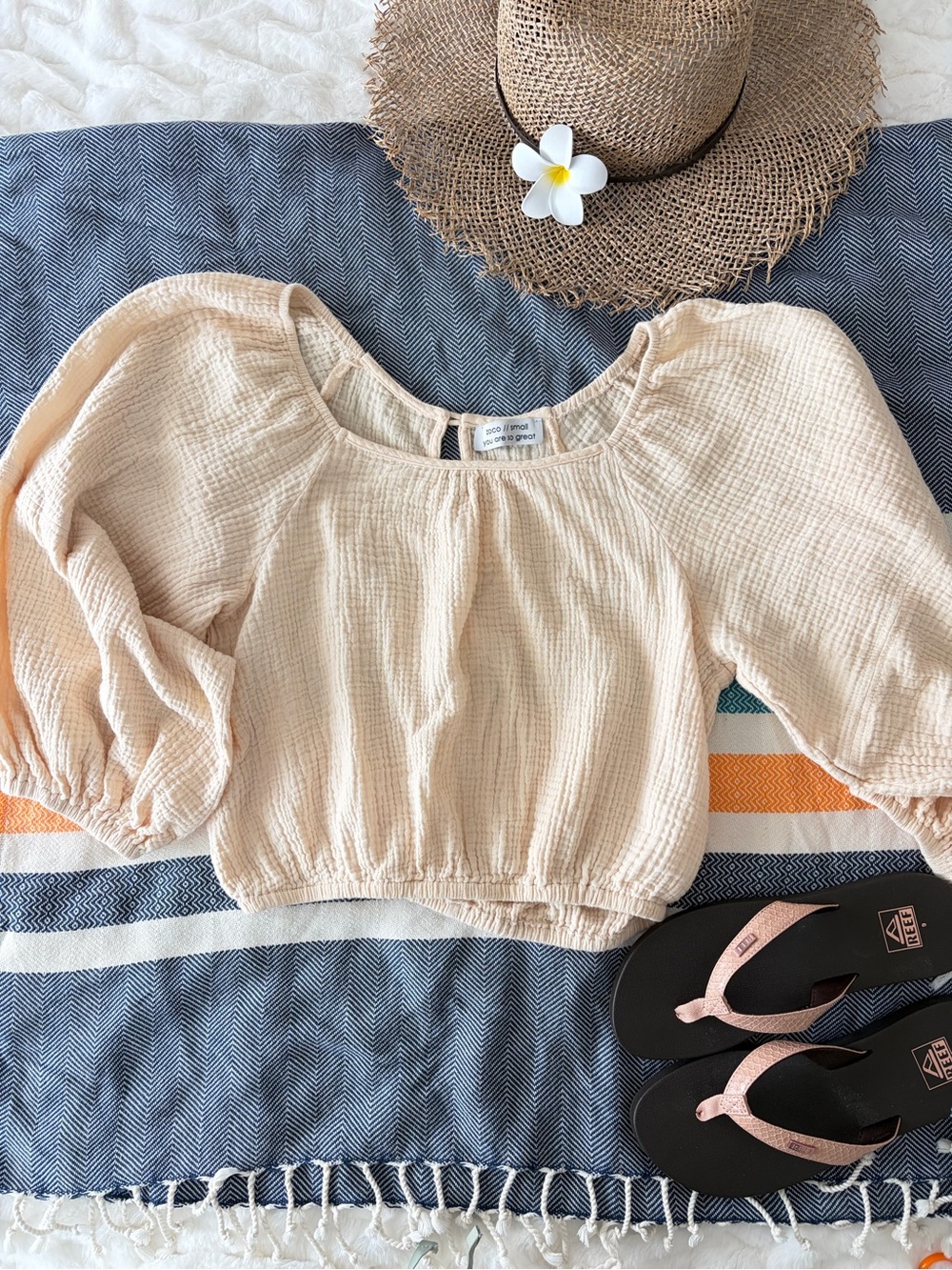Zoco You Are So Great label Small Gauzy Cotton Crop Top